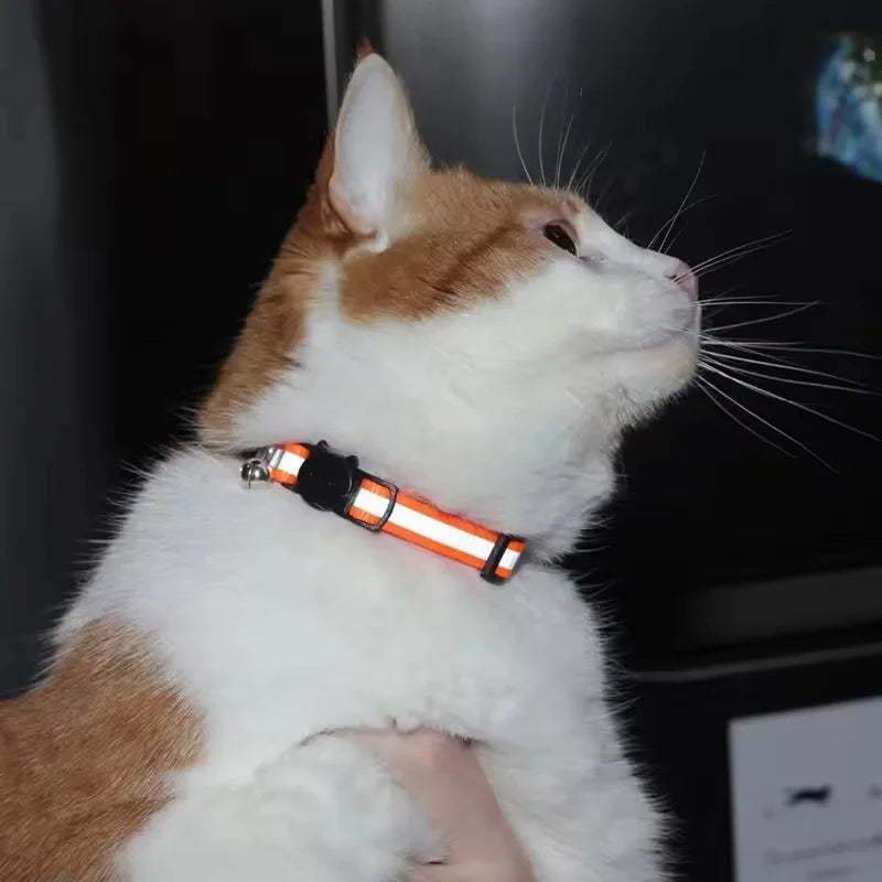 Cartoon Cat Head Reflective Pet Collar Colorful Bell