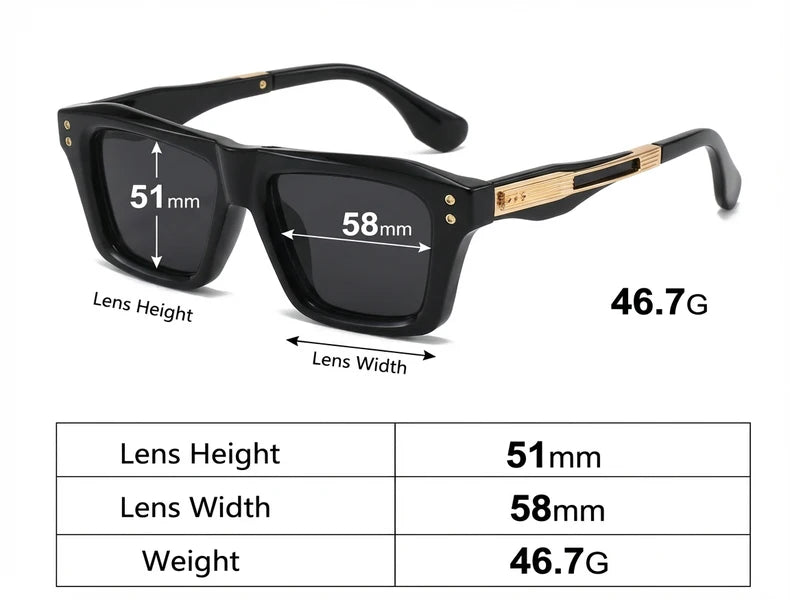 Steampunk Classic Square Sunglasses Men Luxury Brand Vintage