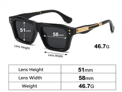 Steampunk Classic Square Sunglasses Men Luxury Brand Vintage