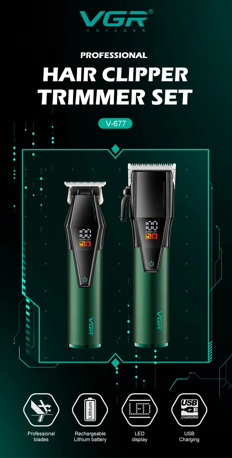 VGR 677 Hair Trimmer Professional Hair Clipper Set