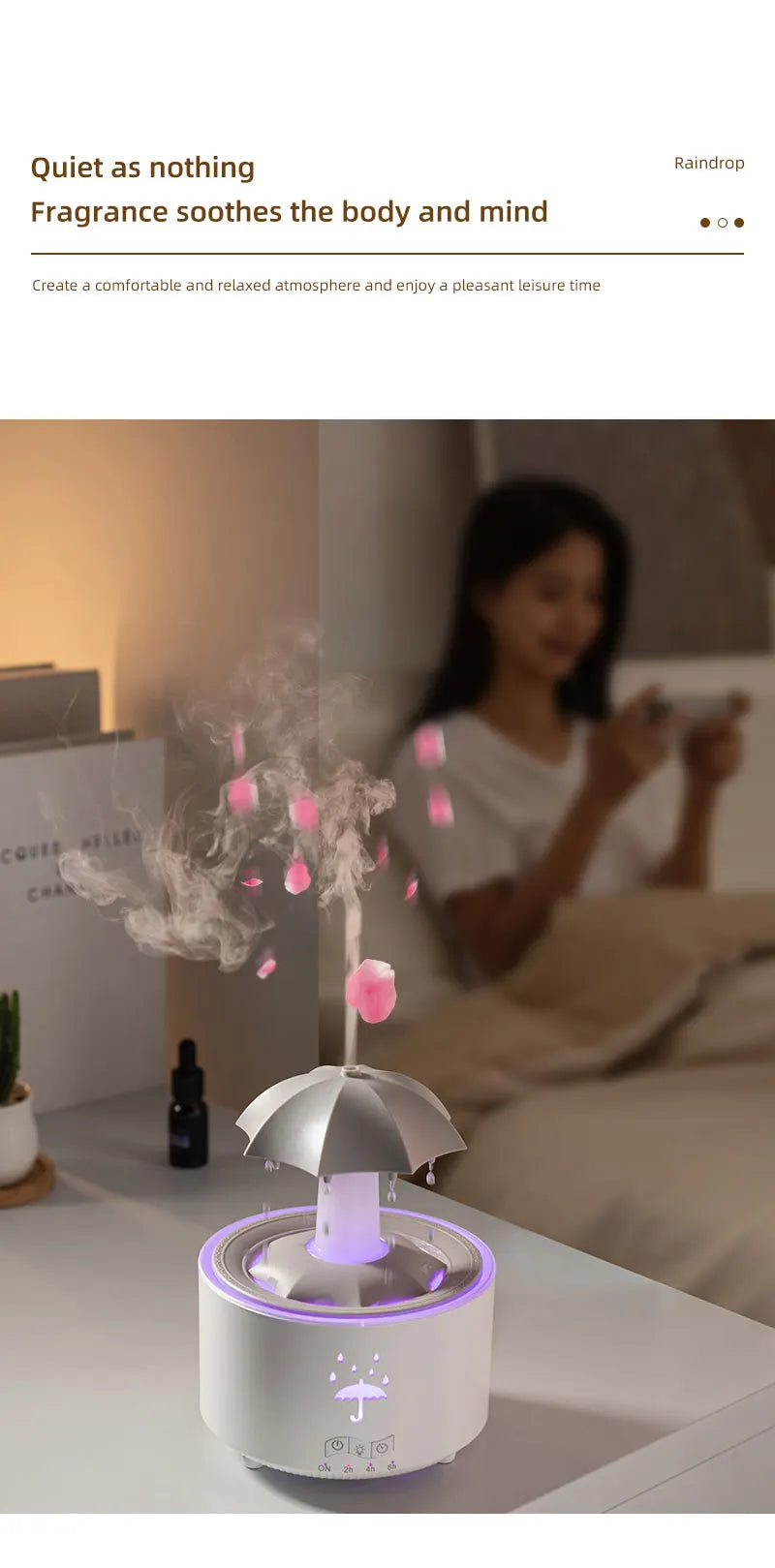 Ultra Quiet Raindrop Humidifier Aromatherapy Diffuser