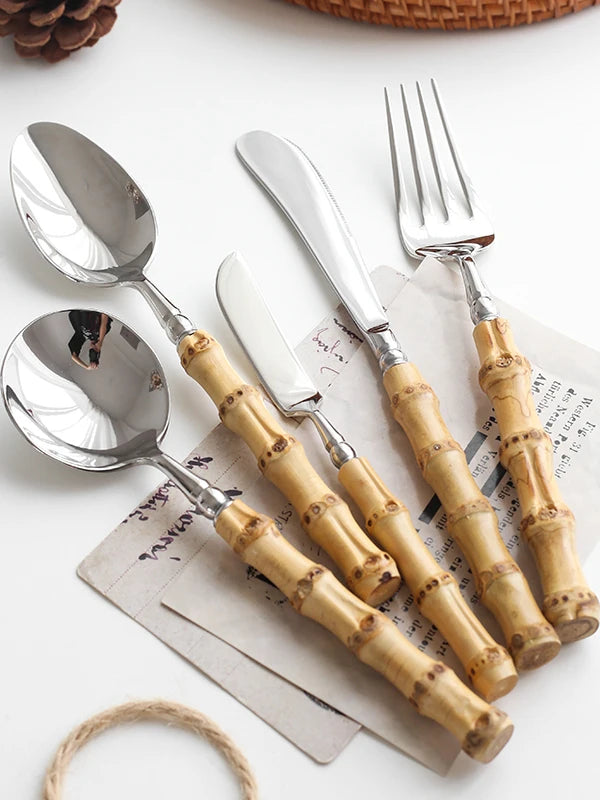 Sle l Wood Handle Dining Utensils Set
