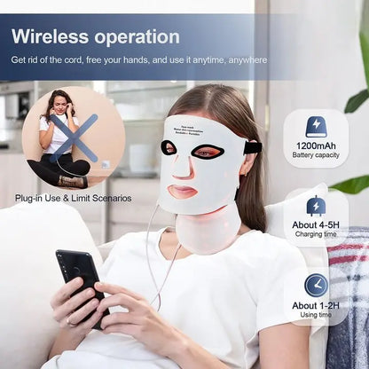 Silicone LED Mask Face With Neck 7 Colors LED Photo