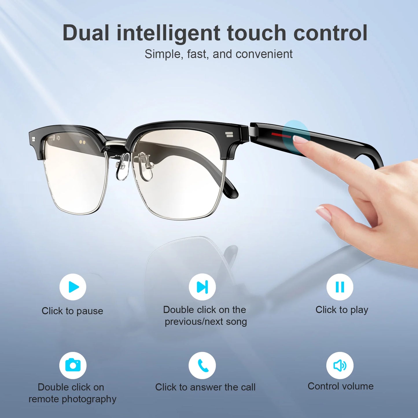 IOWODO E1306 Smart Glasses AI Voice Anti-UV Sunglasses