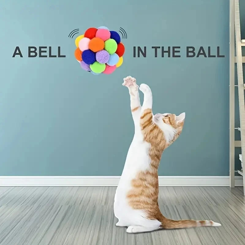 Cat Toys Cat Plush Ball Toy Pet Elastic Bell Ball