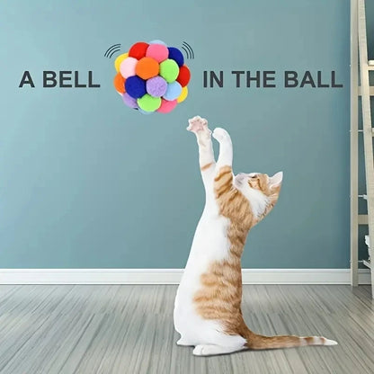 Cat Toys Cat Plush Ball Toy Pet Elastic Bell Ball