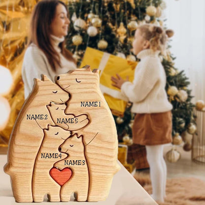 Art Wooden Bear Family Puzzle Personalized Name Custom