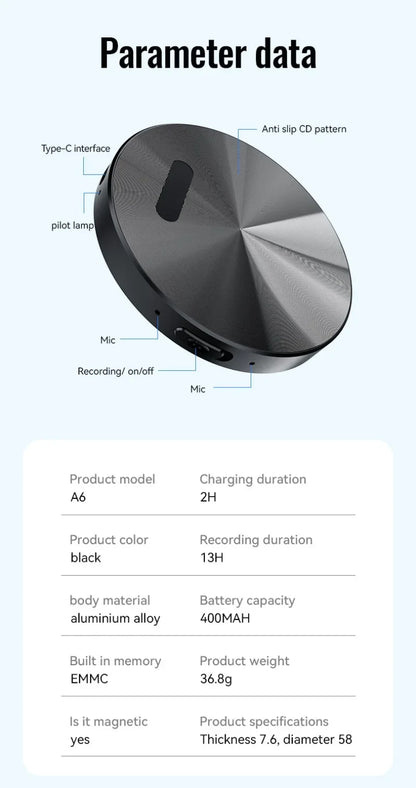 8-128GB Magnetic AI Voice Recorder ChatGPT Intelligent Translation