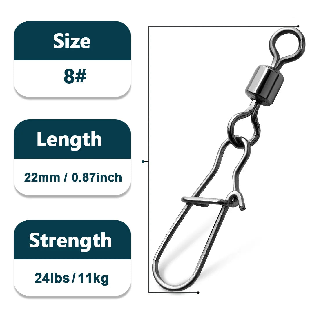 Duo-Lock Snap Swivels 50~200Pcs Fishing Swivel Snap
