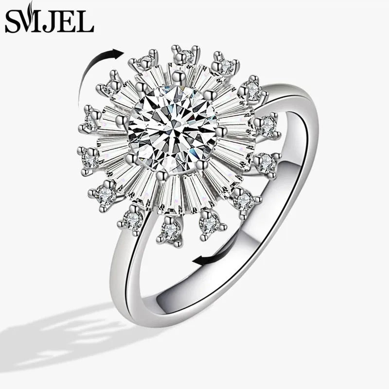 Luxury Crystal Anxiety Relief Spinning Fidget Rings for Women