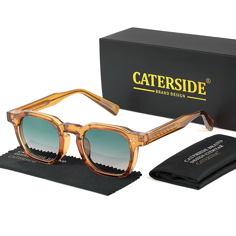CATERSIDE Retro Punk Men Sunglasses Small Frame Square