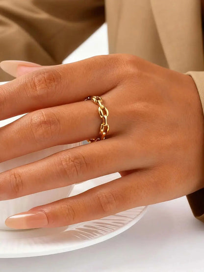 Simple Strap Chain Ring for Women Minimalist Jewelry