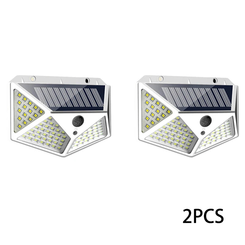 Solar Lights Outdoor 100 LED Wall Lamp Motion Sensor Lights
