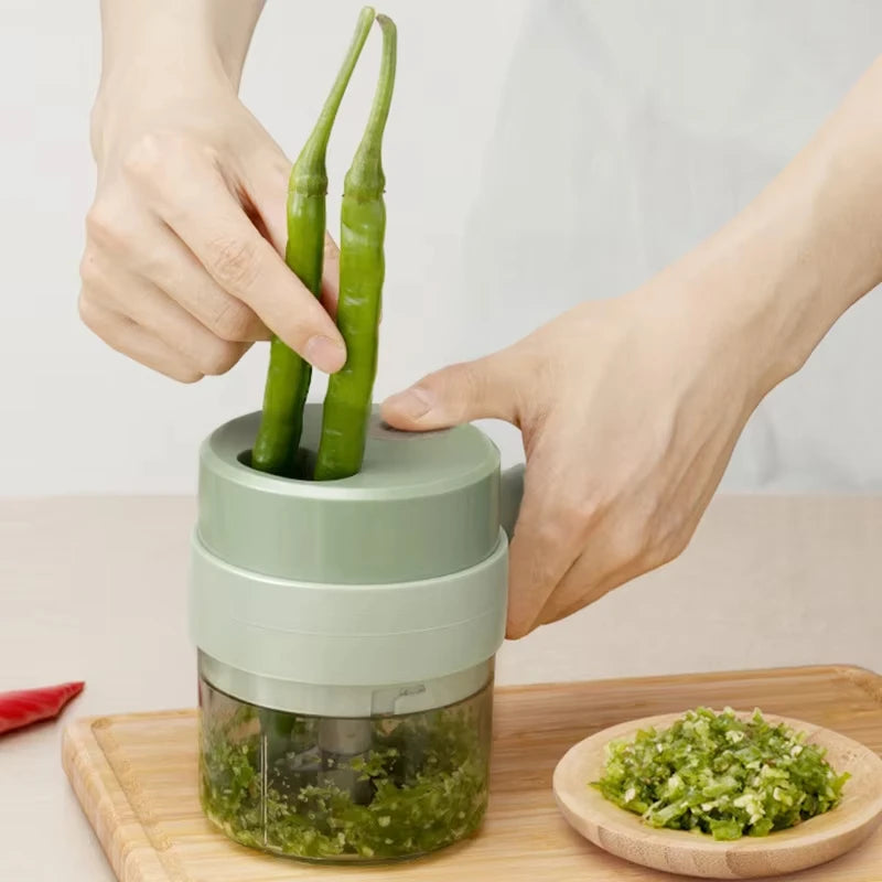 Electric Vegetable Cutter Set - 4 in 1 Portable