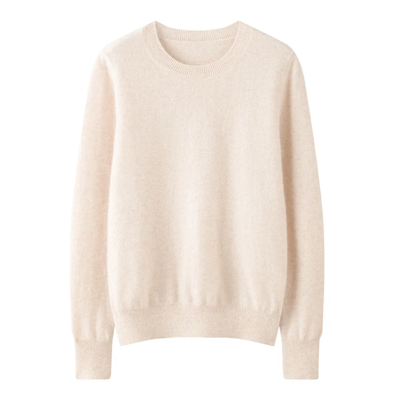 100% Pure Goat Cashmere Knitted Pullovers O-Neck