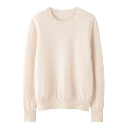 100% Pure Goat Cashmere Knitted Pullovers O-Neck