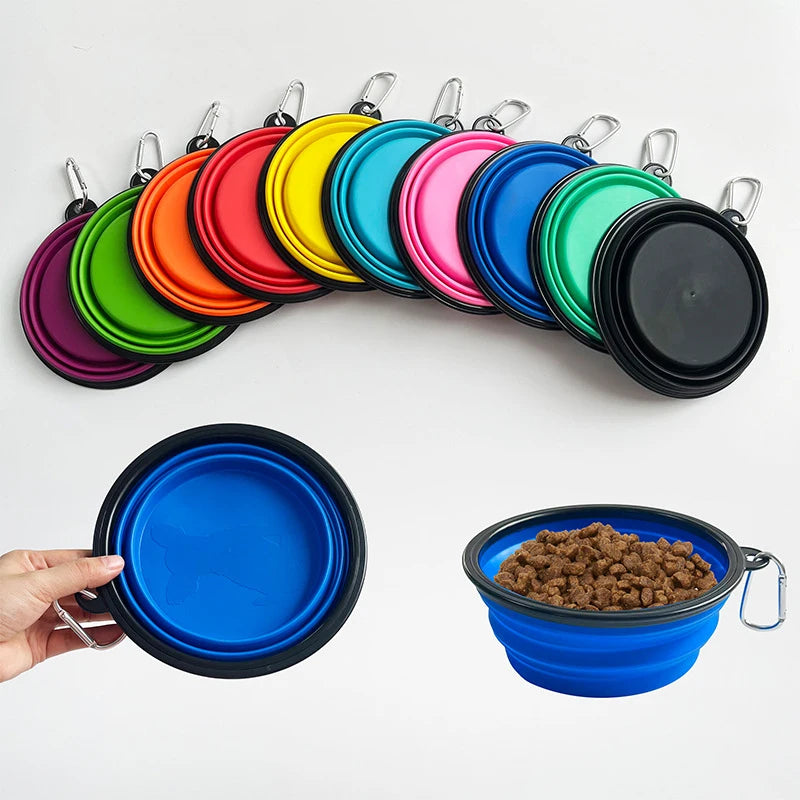 Collapsible Pet Silicone Dog Food Water Bowl Outdoor