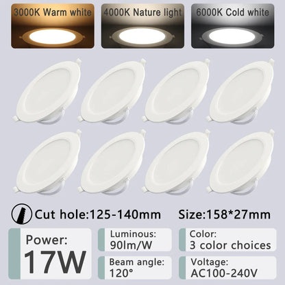 8Pack Round Led Panel Light Recessed Led Downlight Lighting