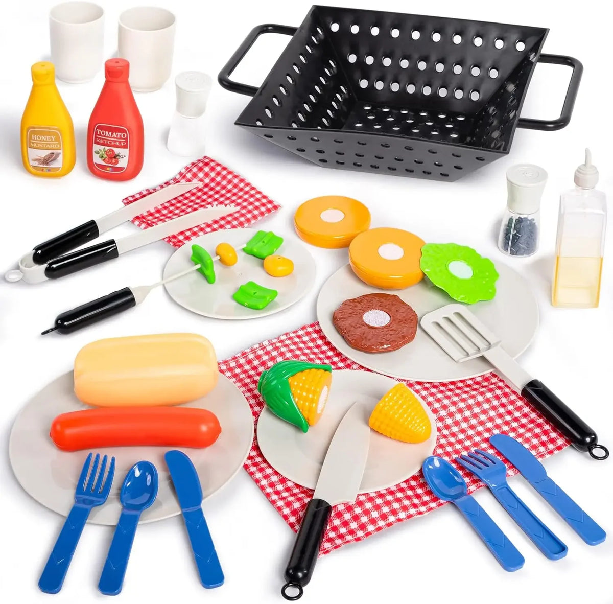 Kitchen Toy Set BBQ Play Grill, Cooking Toy Set for Kids
