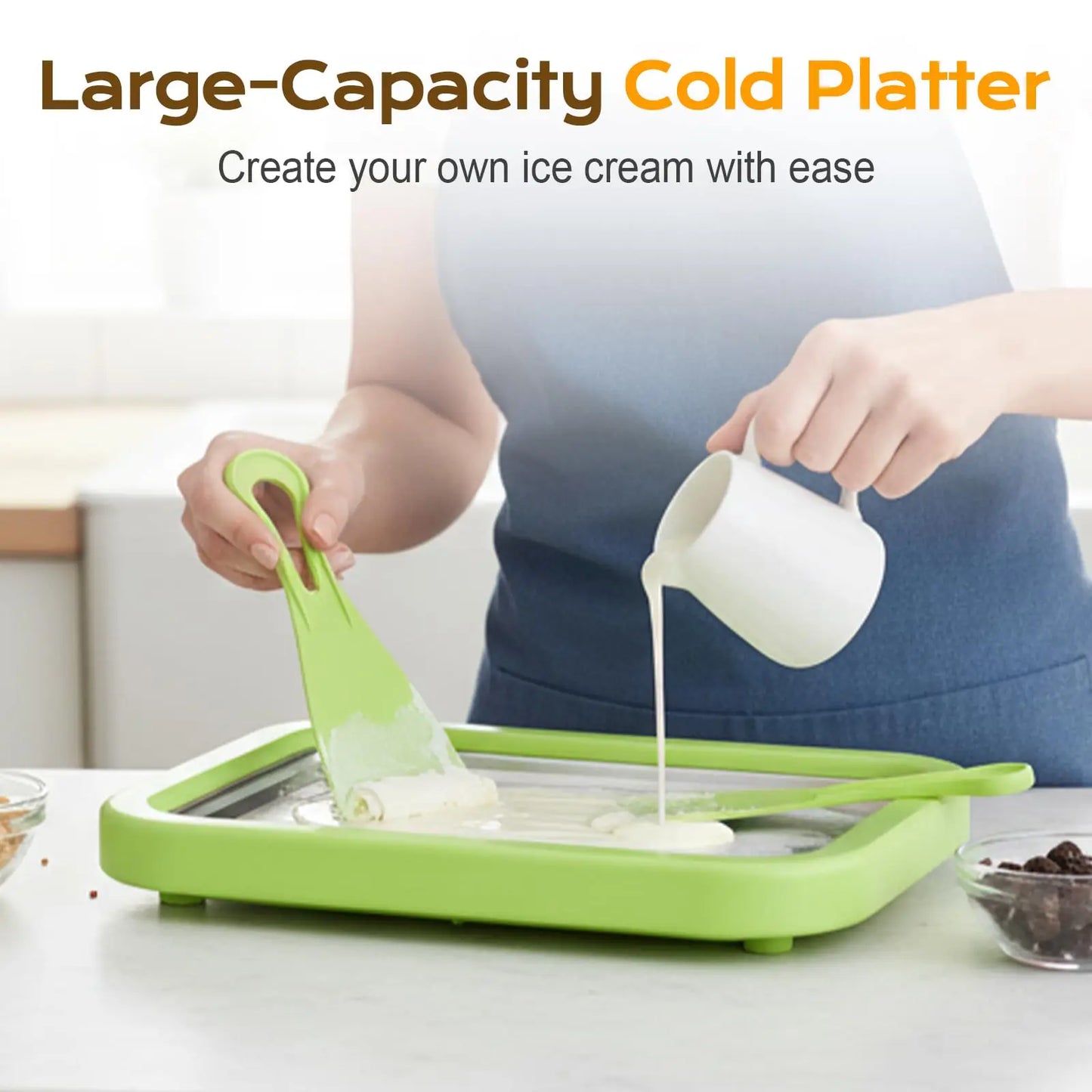 Household Ice Cream Maker Pan with 1 Scraper Instant
