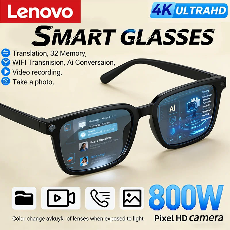 Lenovo AI Smart Glasses AI Translation 8MP HD Camera