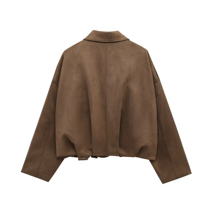 Women's Street Fashion Solid Coats Bat Sleeves Vintage Jackets