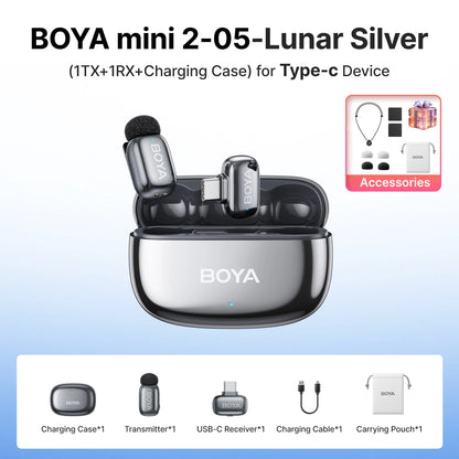 BOYA Mini 2 Wireless Lavalier Microphone AI Noise Reduction