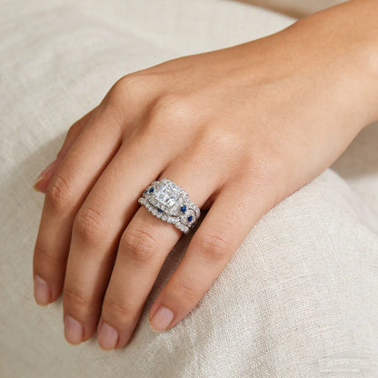 Wedding Rings Set for Women 925 Silver 2.6Ct Princess