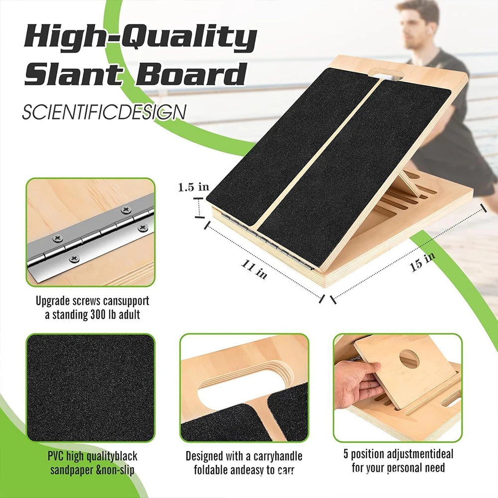 Foldable Wooden Incline Board Adjustable Calf Ankle Stretcher