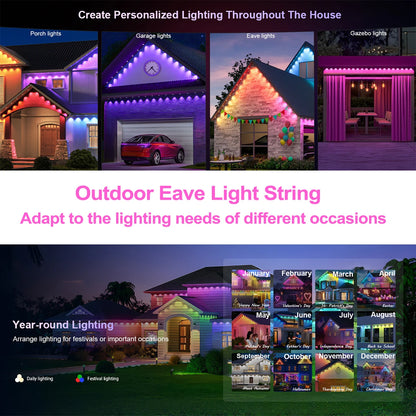 LED Permanent Outdoor Lights IP65 Waterproof RGBIC Eave Lights