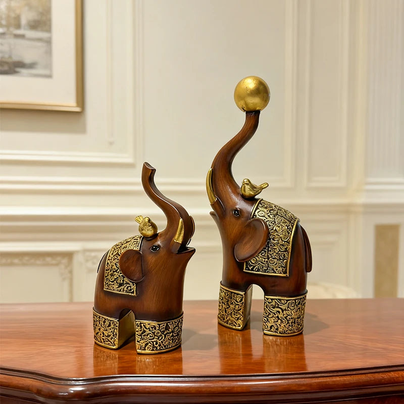 Imitation Wood Grain Animal Sculpture Creative Resin Craft