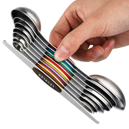 Magnetic Measuring Spoons Set, Dual-Sided Stainless Steel