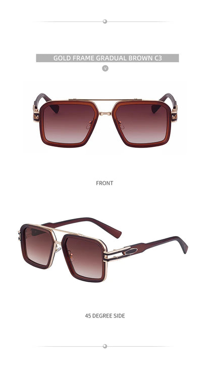 Oversized Steampunk Square Sunglasses Men Big Luxury Brand