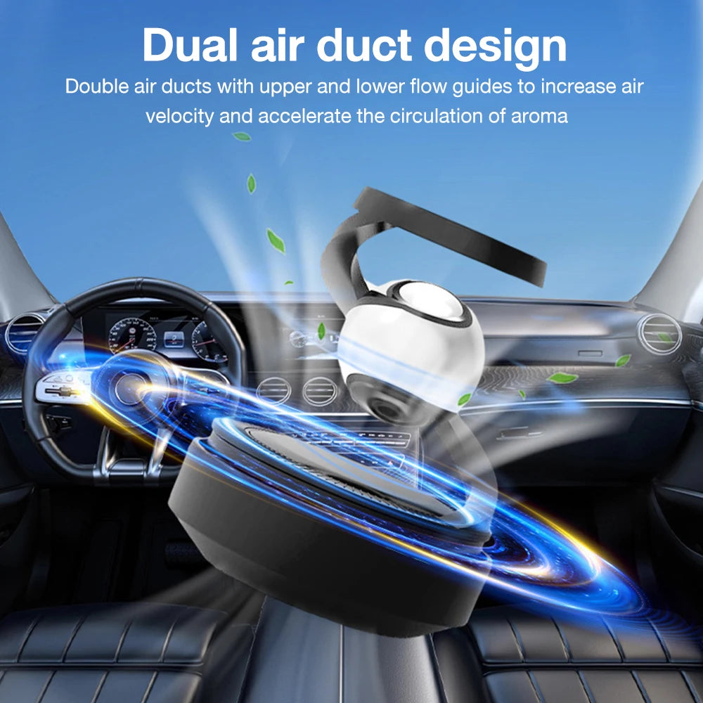 Solar Car Air Freshener Automatic Rotation Dashboard Fragrance