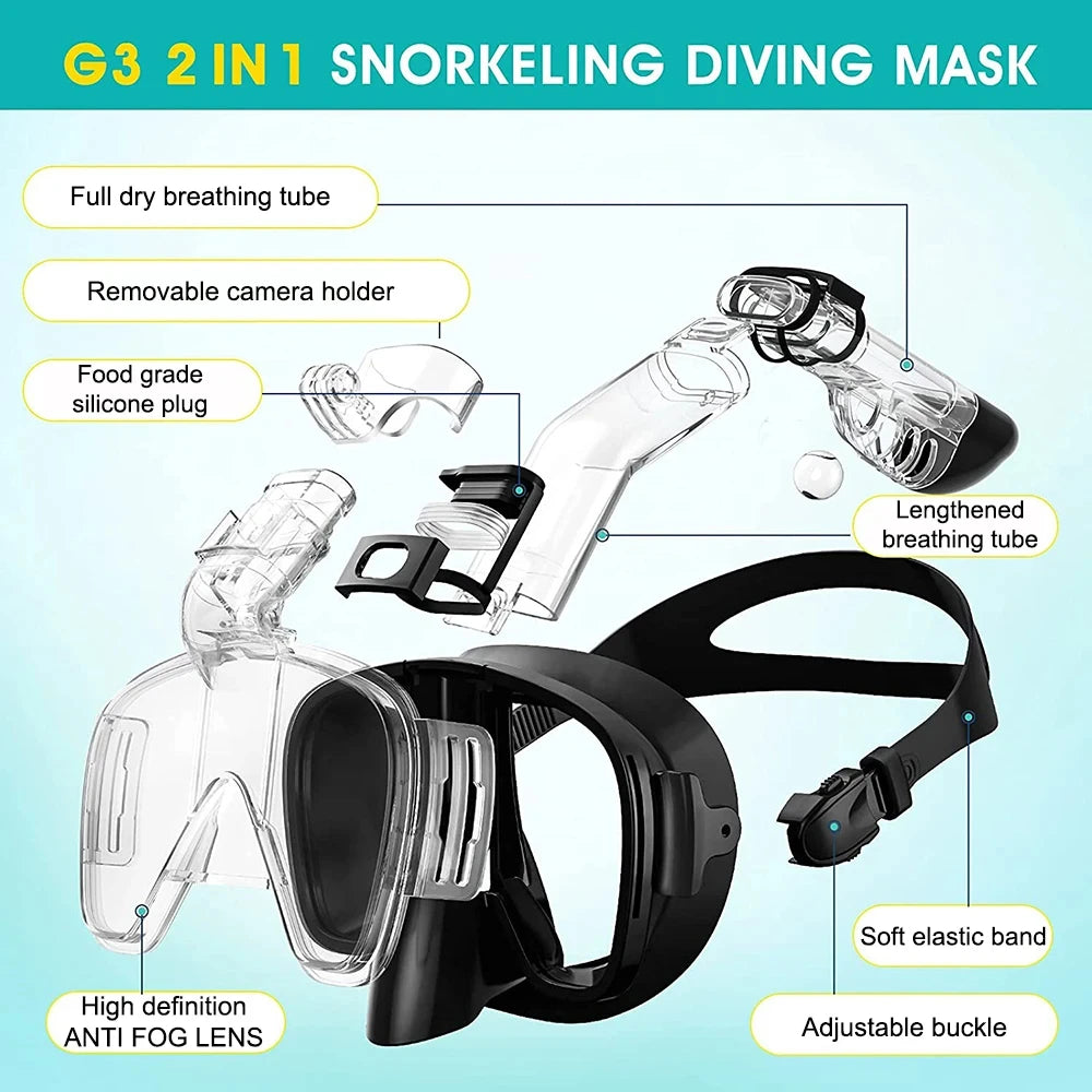 Snorkel and Diving Mask Foldable Anti-Fog Diving Mask Set