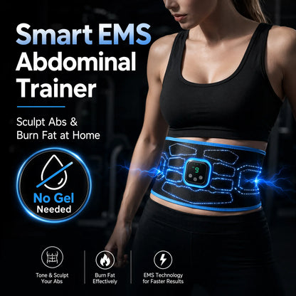 Smart EMS Abdominal Muscle Trainer Belt No Gel Needed
