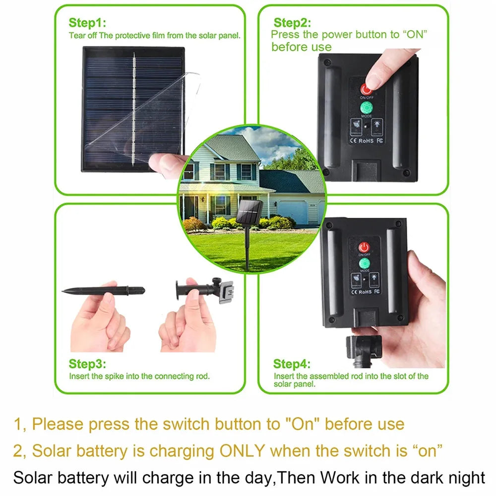 LED ST38 Solar String Lights for Outside, USB & Solar Dual Charging