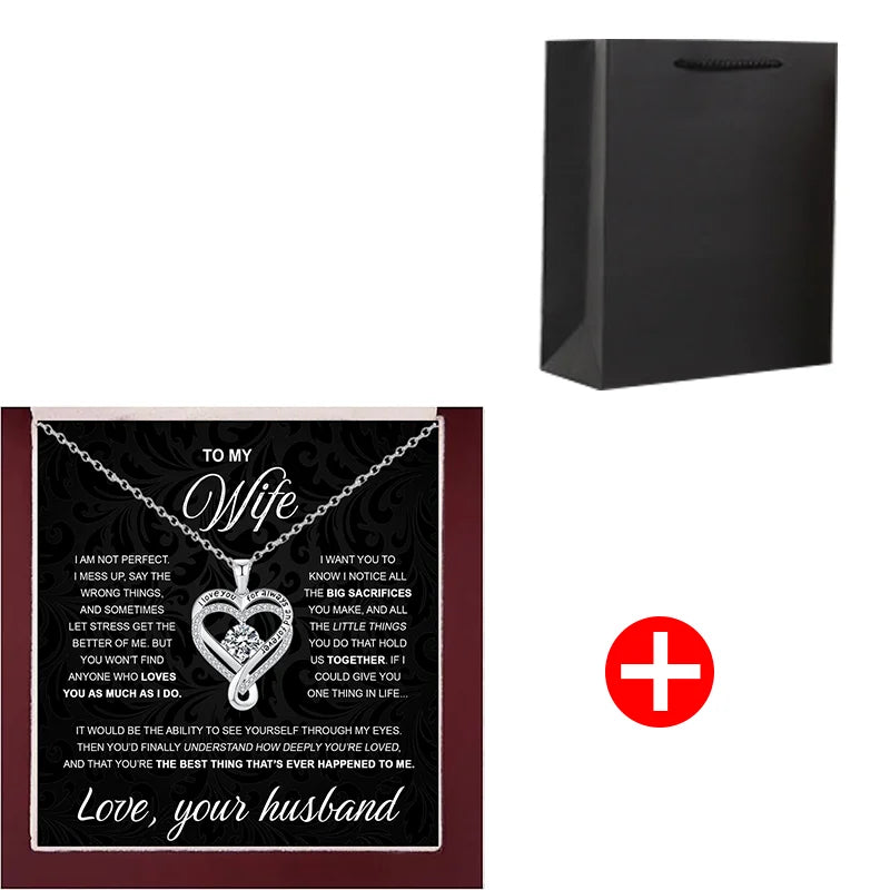 To My Wife From Husband 925 Silver Eternal Heart Necklace