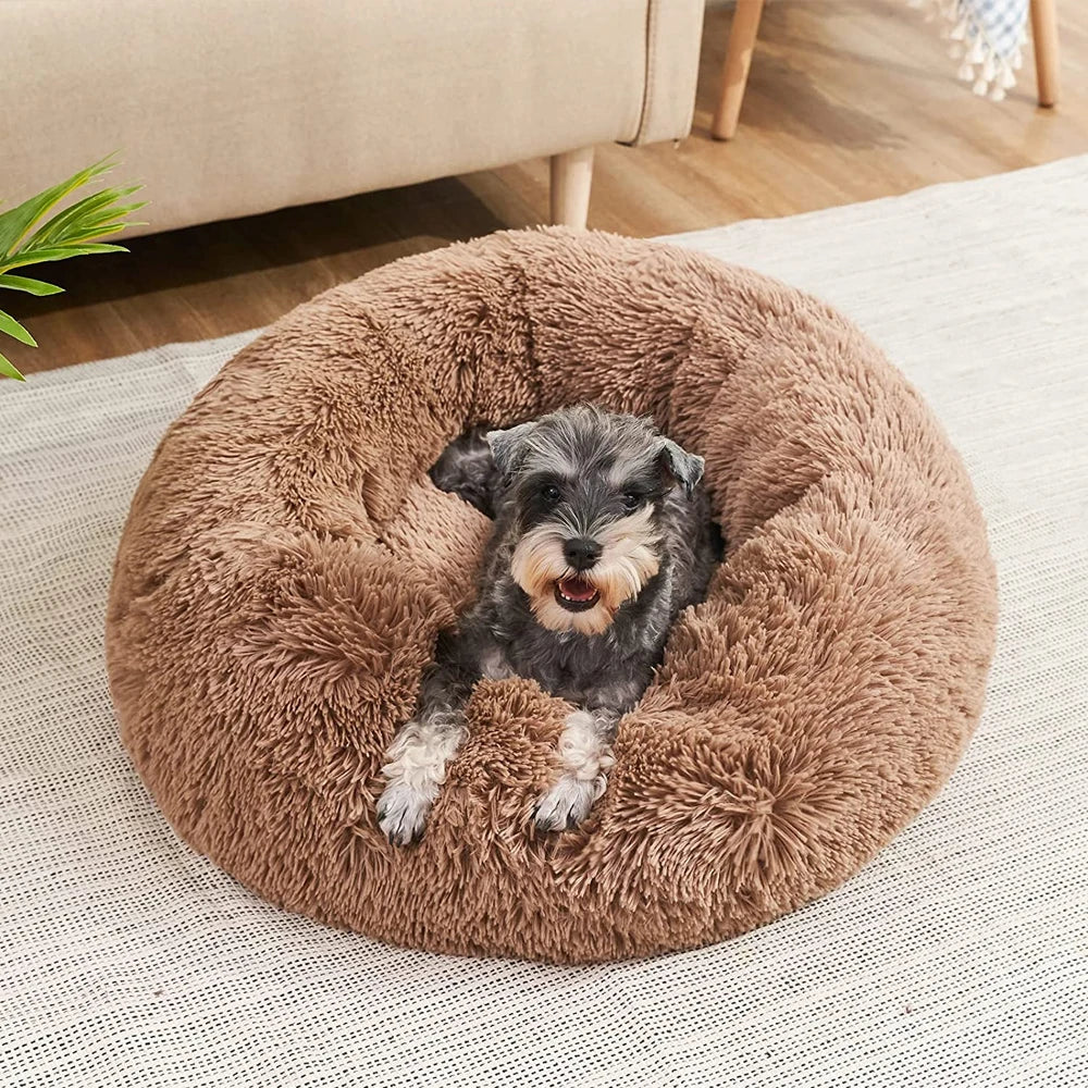 Round Pet Bed for Large Donut Long Plush Bed