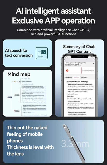 8-128GB AI ChatGPT-4 Intelligent Voice Recorder Audio App
