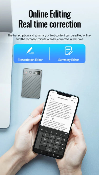 8GB-256GB AI Voice Recorder with 0.42-inch Display Screen Real-Time