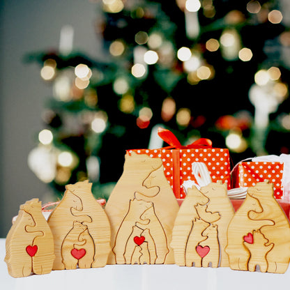 Art Wooden Bear Family Puzzle Personalized Name Custom