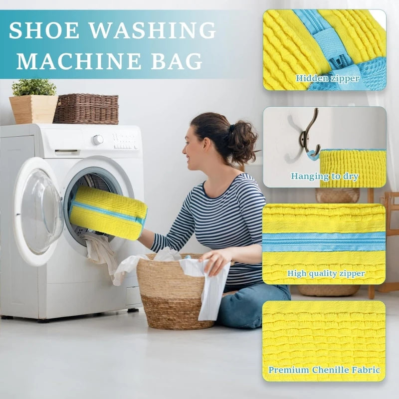 Shoe Washing Machine Bag with Liquid Shoe Brush Set