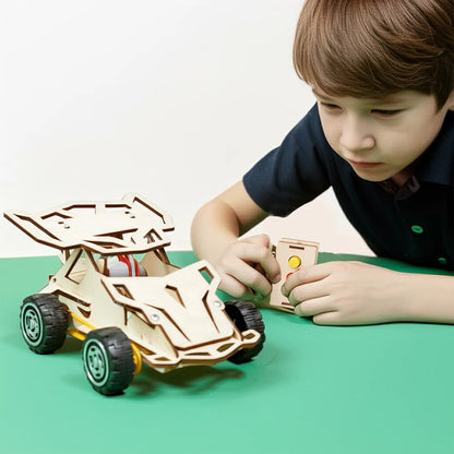 DIY Wooden Remote Control Car Mini Four-Wheel Drive