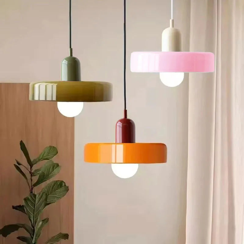 Nordic Retro Glass Pendant Lamps Indoor E27 LED Chandelier