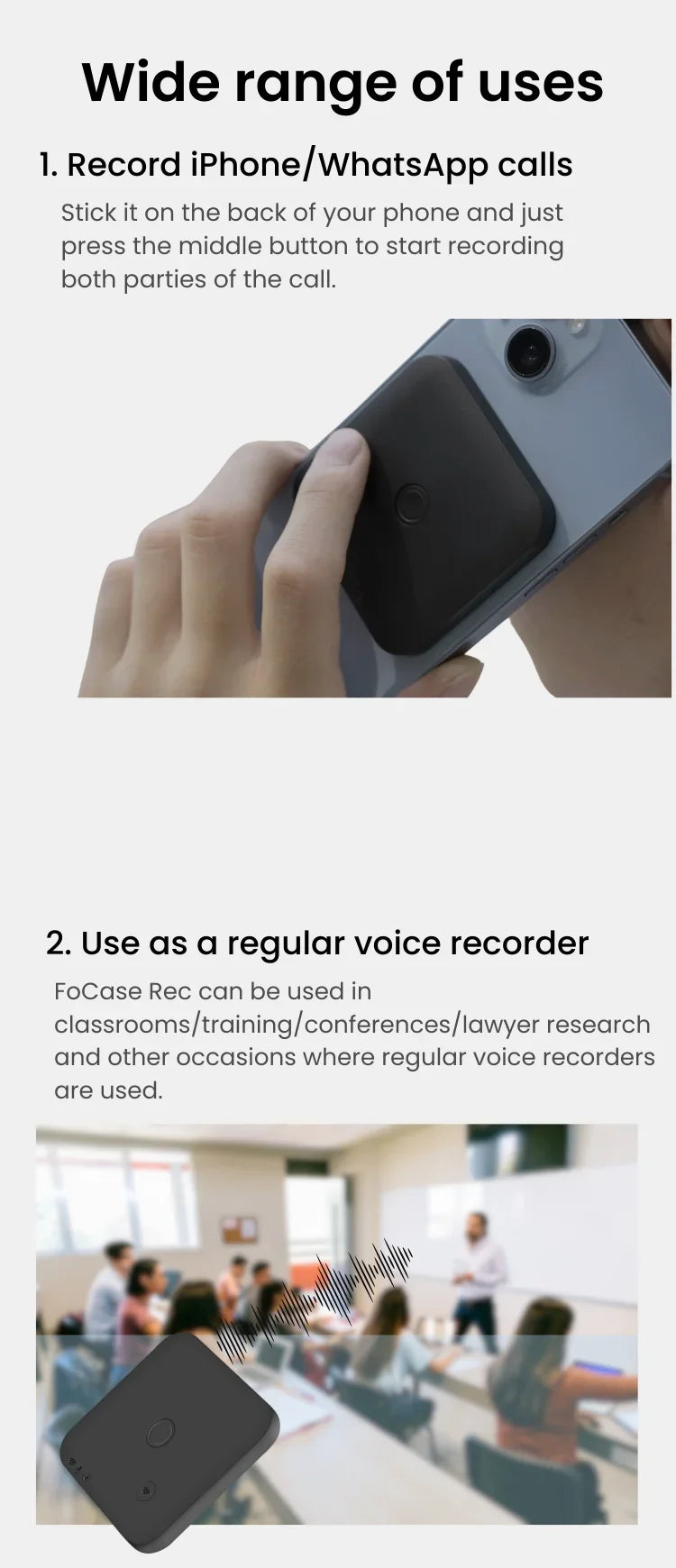 New Portable AI Voice Recorder with Mobile App Transcription