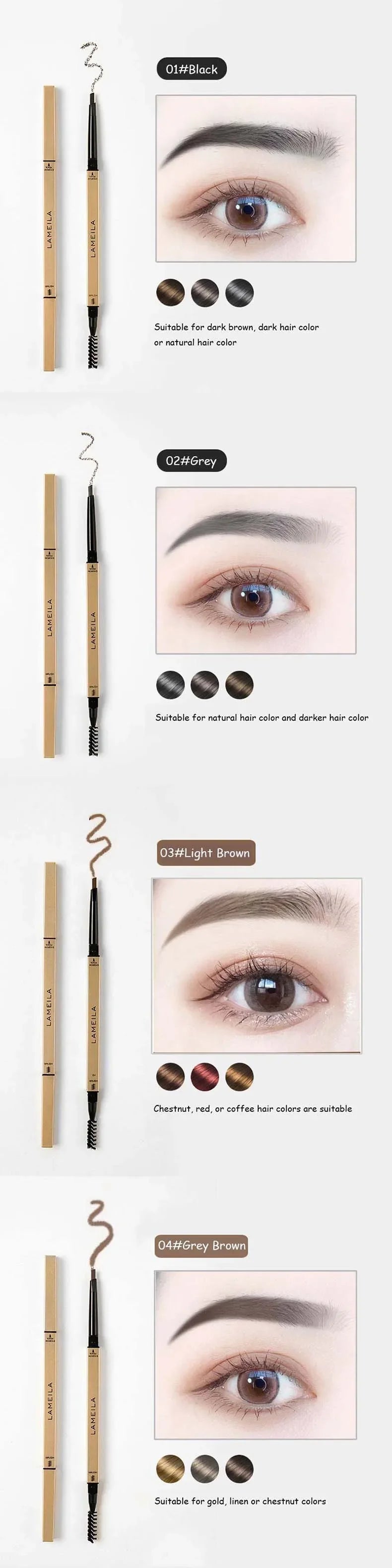 Double Head Eyebrow Pencil with Brush Waterproof Smooth