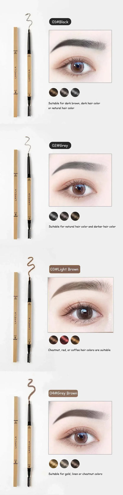 Double Head Eyebrow Pencil with Brush Waterproof Smooth