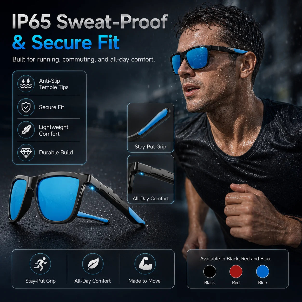 New Touch-Color Change Smart Audio Glasses Men AI Video