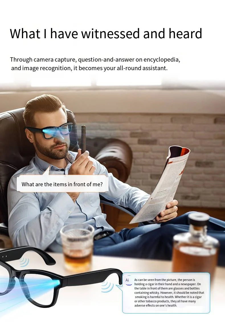 HOMEFISH M02 AI Smart Glasses with 4K Camera Bluetooth